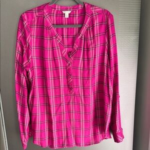 Pink and Black Plaid Women's Top